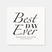 モダン最高の日 |ブラック&ホワイト結婚ズ スタンダードカクテルナプキン (正面)