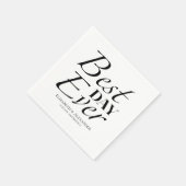 モダン最高の日 |ブラック&ホワイト結婚ズ スタンダードカクテルナプキン (角)