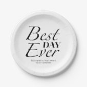 モダン最高の日 |ブラック&ホワイト結婚ズ ペーパープレート (正面)