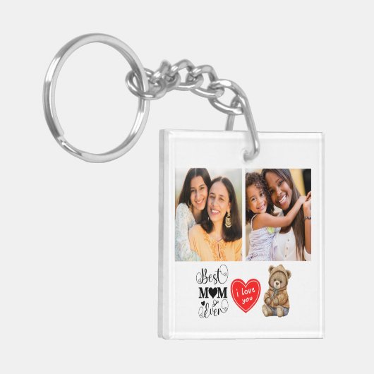 モダン最高の母の写真 キーホルダー (正面左)