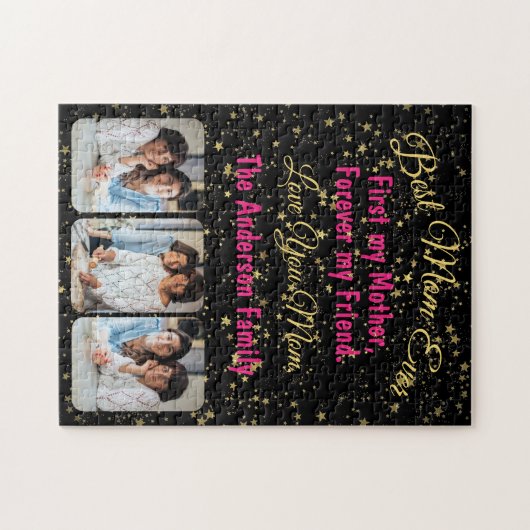 モダン最高の母の家族写真ママの日 ジグソーパズル (横)