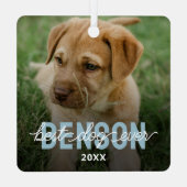 モダン最高の犬のペット写真 メタルオーナメント (裏面)