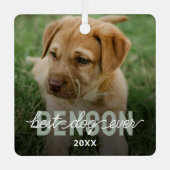 モダン最高の犬のペット写真 メタルオーナメント (正面)