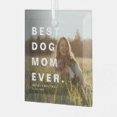 モダン最高の犬の母の写真カスタム写真 ガラスオーナメント (正面左)