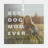 モダン最高の犬の母の写真カスタム写真 ガラスオーナメント (正面)