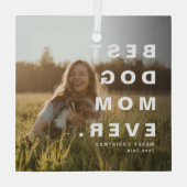 モダン最高の犬の母の写真カスタム写真 ガラスオーナメント (裏面)