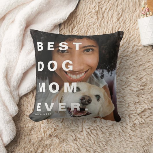 モダン最高の犬の母の写真カスタム写真 クッション (ブランケット)
