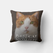 モダン最高の猫ママ写真テンプレート クッション (裏面)