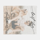 モダン最高のDog Ever Photo White Overlay Script フリースブランケット (正面(横))