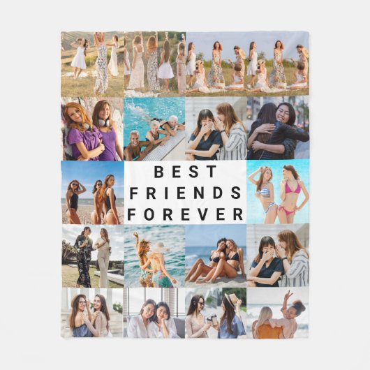 モダン最高のFriend Foreverカスタム 18 Photo Collage フリースブランケット (正面)