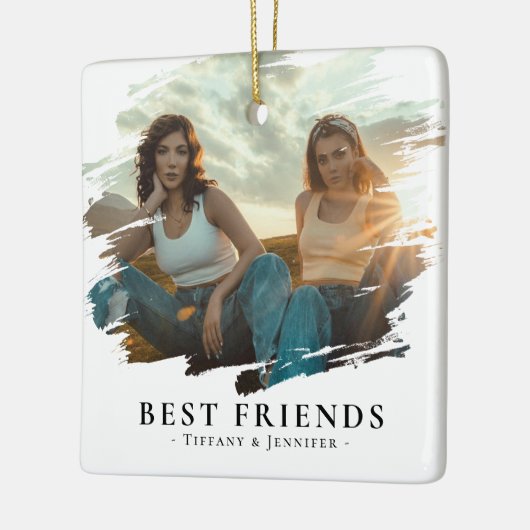モダン最高のFriends写真と名前/秒クリスマス セラミックオーナメント (左)