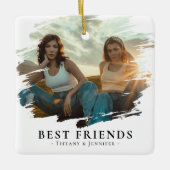 モダン最高のFriends写真と名前/秒クリスマス セラミックオーナメント (正面)