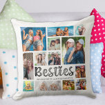 モダン最高のFRIENDS BESTIES 13 Photo Collage クッション<br><div class="desc">13モダン写真、タイトルBESTIESを含む最高のトレンディーの手書きタイポグラフィと編集可能な黒い背景色に対する名前またはの文字を使用して、友人のための写真コラージュの保管装飾用クッションを作成すカスタムる。卒業ギフトや引越しとして、あなたのBFFの誕生日のための思い出に残るギフトを作遠くにる。写真のヒント：被写体が中央にある写真を選択し、同様の形状にプリトリミングする前にアップロードし、CROPツールを使用してテンプレート領域内の配置を調整する。変更：背景色を変更するか、スタイル設定されたグラフィックスの背景を選択するか、パーソナライズされた文字フォントのスタイル、サイズ、色、配置を変更するか、のEDIT[編集]コマンドでイメージと文字を背面に追加すクリックる。Zazzle Chat連絡またはmakeitaboutyoustore@gmail.comを使ってデザイもしナーを編集したり、別のデザインで編集したい。</div>