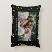 モダン最高のFriends BFF Bestiesフォトブラック金ゴールド アクセントクッション (裏面(縦))