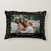 モダン最高のFriends BFF Bestiesフォトブラック金ゴールド アクセントクッション (裏面)