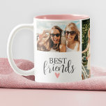 モダン最高のFriends Chic Script Photo ツートーンマグカップ<br><div class="desc">友達最高のの写真コラージュのマグカップと3枚の写真のための部屋。あなたの好みの写真でそれをパーソナライズ。Blackberry Boulevardによって設計。</div>