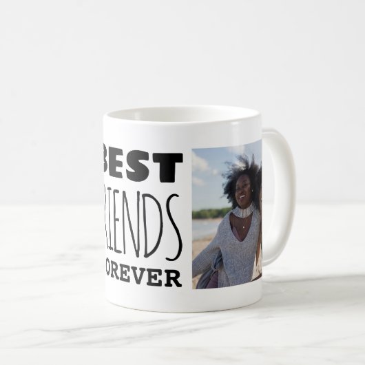 モダン最高のFriends Foreverはっきりしたタイポグラフィ写真 コーヒーマグカップ (正面右)