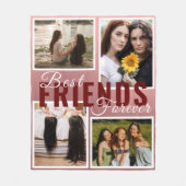 モダン最高のFRIENDS FOREVERフォトコラージュピンク フリースブランケット (正面)
