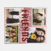 モダン最高のFRIENDS FOREVERフォトコラージュピンク フリースブランケット (正面(横))