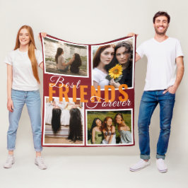 モダン最高のFRIENDS FOREVERフォトコラージュ赤 フリースブランケット