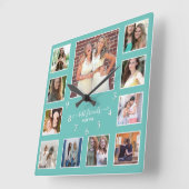 モダン最高のFriends Forever 11フォトコラージュティール（緑がかった色） スクエア壁時計 (傾斜)