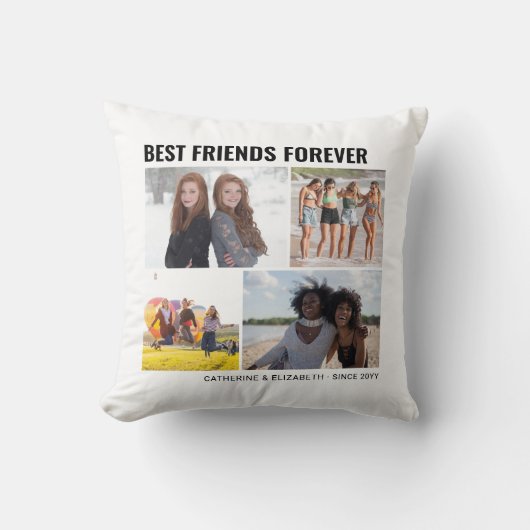 モダン最高のFriends Forever 4 Photo Collage Names クッション (正面)