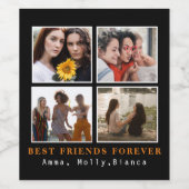 モダン最高のFriends Forever Photo Collage |ベスティー ワインラベル (シングルラベル)