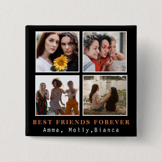 モダン最高のFriends Forever Photo Collage |ベスティー 缶バッジ (正面)