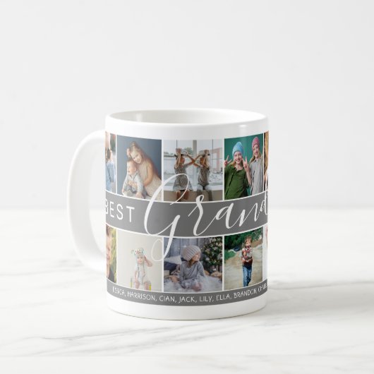 モダン最高のGrandpa Ever Photo Collage & Names コーヒーマグカップ (正面左)