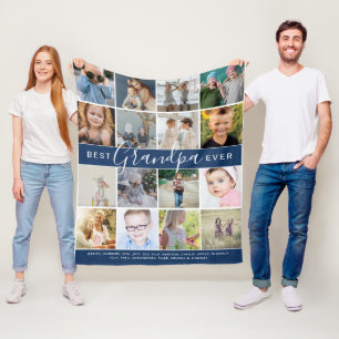 モダン最高のGrandpa Ever Photo Collage & Names フリースブランケット
