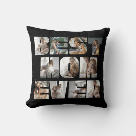 モダン最高のMom Ever 11写真コラージュ黒 クッション