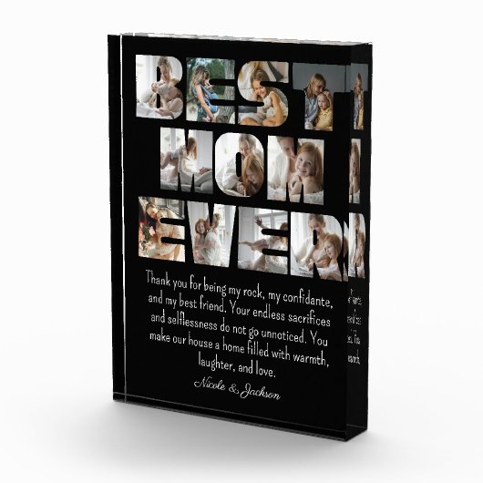 モダン最高のMom Ever 11写真コラージュ黒 フォトブロック (右)