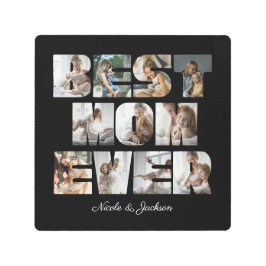 モダン最高のMom Ever 11写真コラージュ黒 メタルプリント