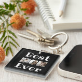 モダン最高のMom Ever 3 Photos Collage Black キーホルダー (正面右)