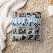 モダン最高のMom Ever Blue Photo Collage クッション (ブランケット)
