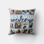 モダン最高のMom Ever Blue Photo Collage クッション (裏面)