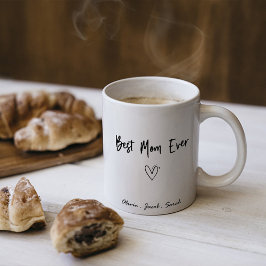 モダン最高のMom Ever & Kids Name Script Two-Tone コーヒーマグカップ