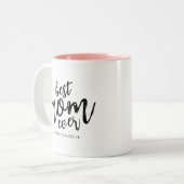 モダン最高のMom Ever Mommy Kids Name Script ツートーンマグカップ (正面左)