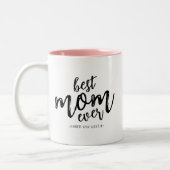 モダン最高のMom Ever Mommy Kids Name Script ツートーンマグカップ (左)