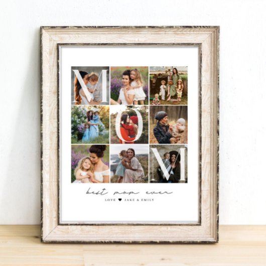 モダン最高のMom Ever Script | 9フォトグリッド丁合 ポスター