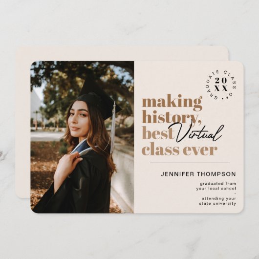 モダン最高のVirtual Class Graduation Covid 案内状 (正面/裏面)