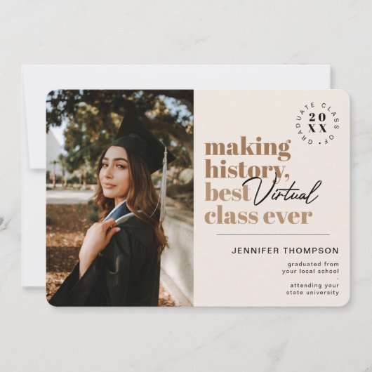 モダン最高のVirtual Class Graduation Covid 案内状 (正面)