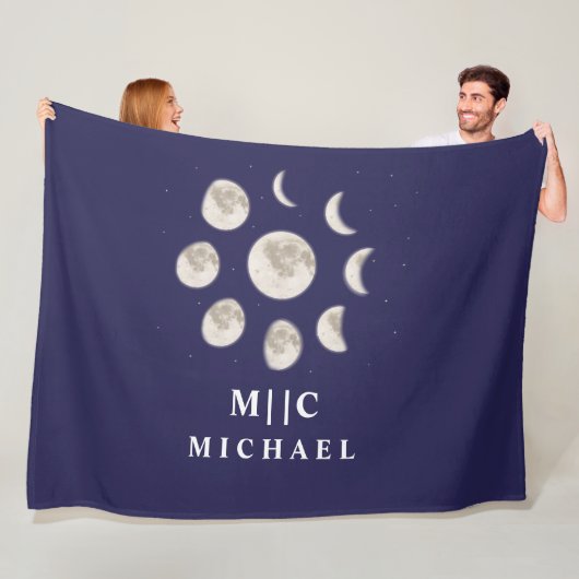 モダン月パーソナライズされた相 フリースブランケット (インサイチュ)