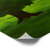 モダン月明け夕べと木歩くパパ ポスター (角)