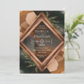 モダン木の素朴結婚枠 招待状 (スタンド正面)