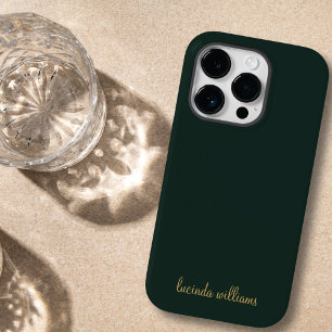 モダン木炭とシック金ゴールドスクリプト名モノグラム Case-Mate iPhone 14 PROケース