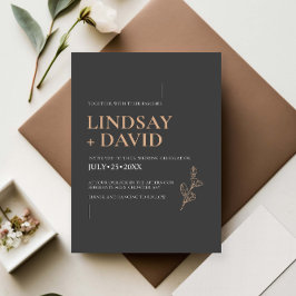 モダン木炭と白 招待状