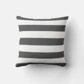 モダン木炭グレーと白ストライプ色 クッション (裏面)