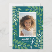 モダン果実eucalyptus枝 – 写真ティール(緑がかった色) シーズンカード (正面)