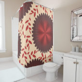 モダン栗色の赤フローラの葉 シャワーカーテン (インサイチュ)
